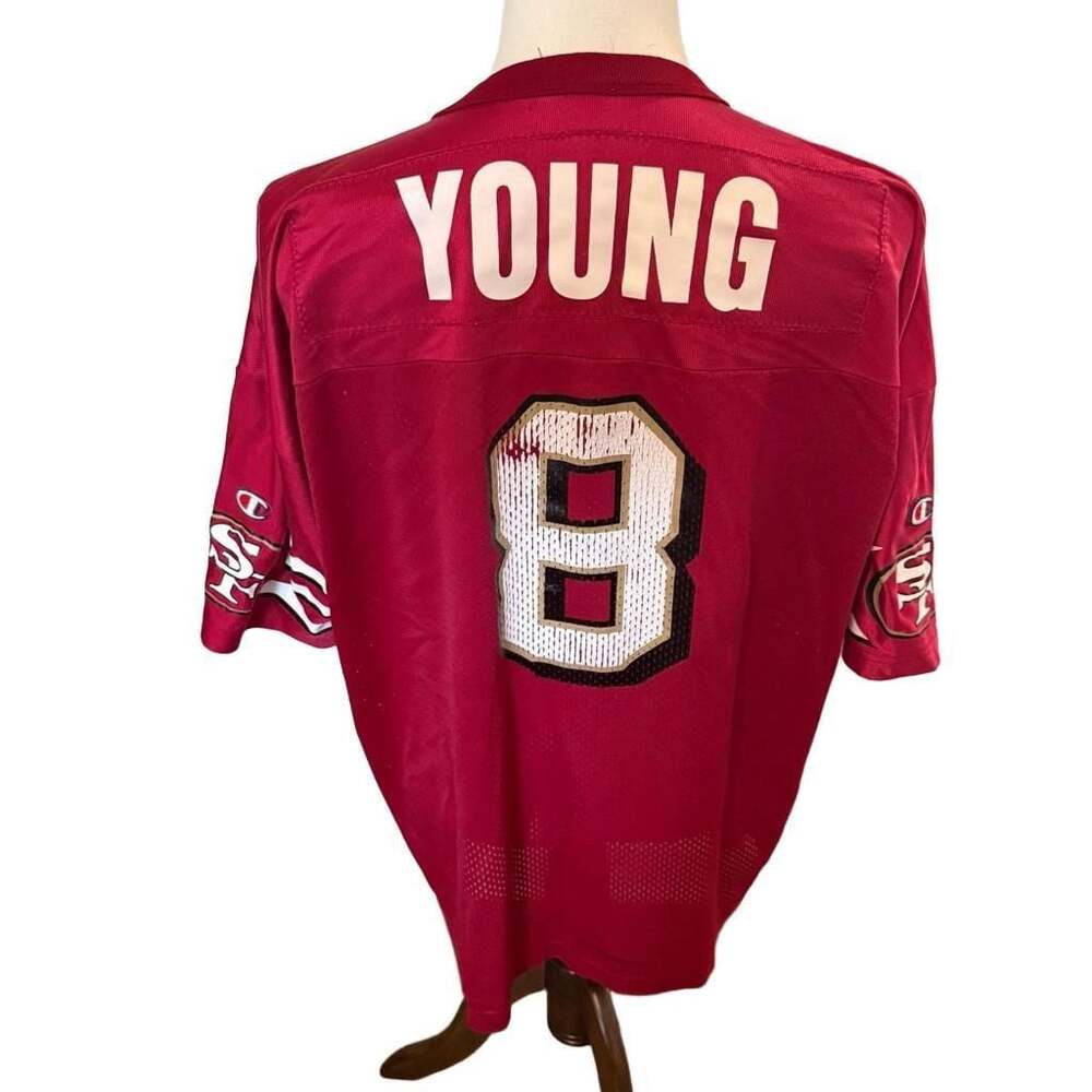Vintage San Francisco 49ers Steve Young #8 Champion NFL Football Jersey Red Size